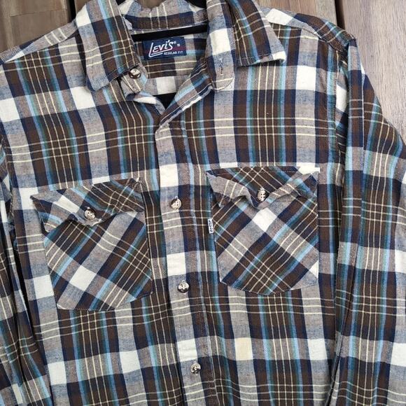 Levi's Vintage '70s '80s Flannel Button-up Cowboy Western Country Shirt Small - Picture 1 of 7